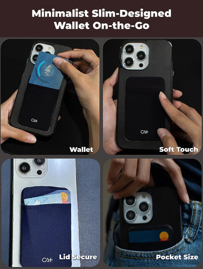 Phone Wallet Card Holder for Phone Case Sleeves Stick on Wallet for Cell Phone Card Holder Durable Adhesive Sticker ID Credit Card Holder for Back of Phone (Black + Mint)